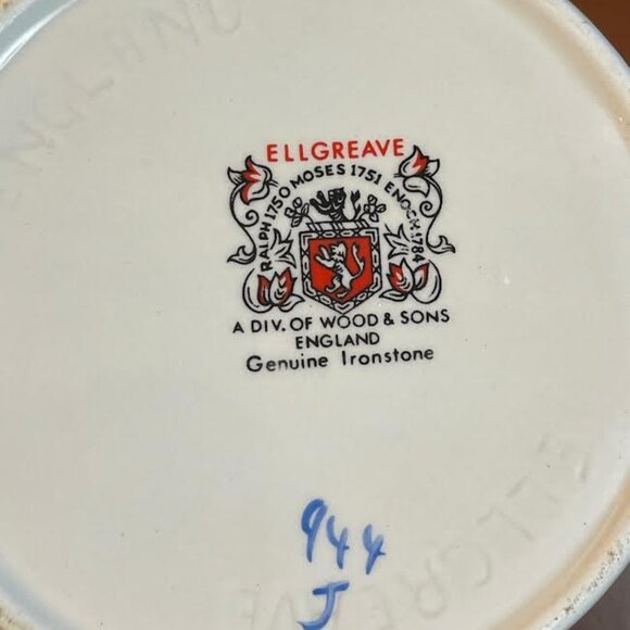 Wood and Sons Ellgreave White and Floral Blue Teapot Vintage Ironstone English - Picture 7 of 9